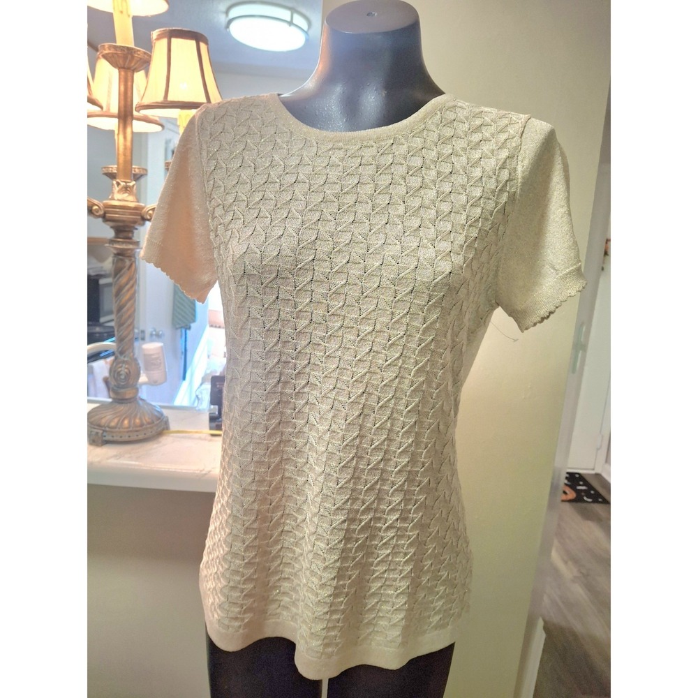 Karl Lagerfield Paris Gold Glitter Knit Top Blouse Medium